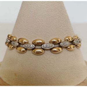 Vintage Ross-Simons Sterling Silver 925 Vermeil Diamond Illusion Bracelet 15.2 g